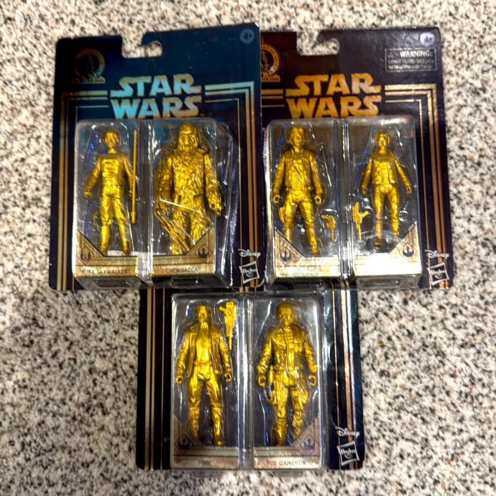 Set a 3 Commemorative Edition, Skywalker Saga, Gold, action figure figures.